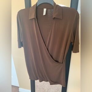 Merona Brown Women's Wrap Blouse